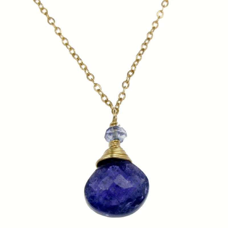 Ladies necklaces colorful stones-Iolite One Drop Necklace