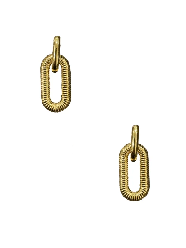 Ladies earrings engraved names-Coil Link Earrings - Gold