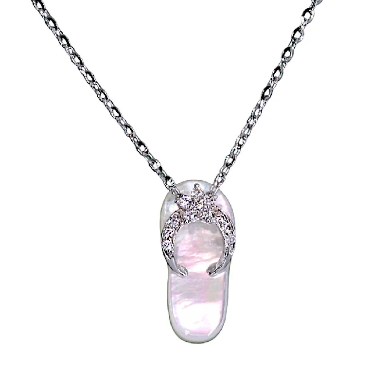 Ladies necklaces celebrity trends-Mother of Pearl Flip Flop Necklace