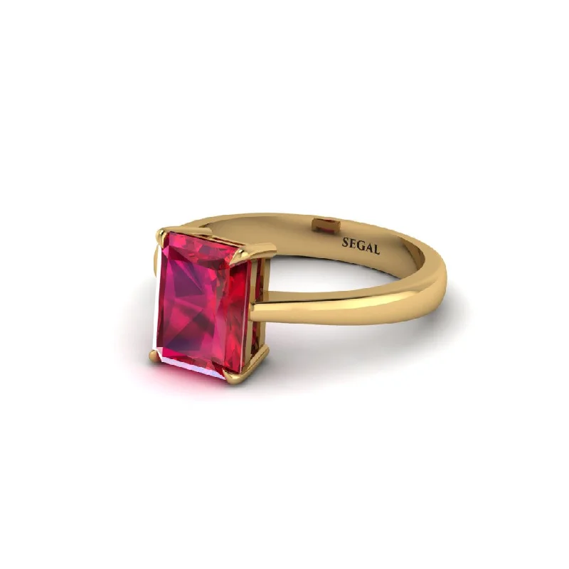 Ladies engagement rings romantic styles-Emerald Cut Ruby 14K Gold Engagement Ring - Heidi No. 10