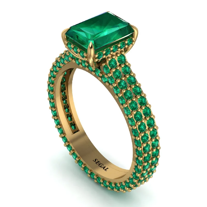 Ladies engagement rings bold designs-Radiant Cut Emerald Pave Engagement Ring - Kenzie No. 19