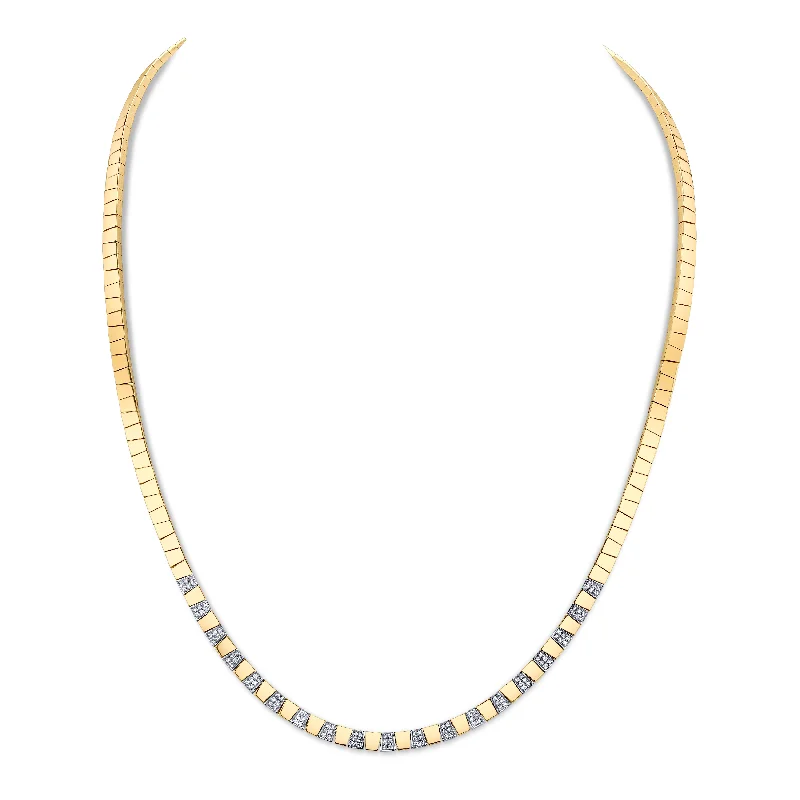 Ladies necklaces price range-Alternating Gold and Diamond Collar Necklace