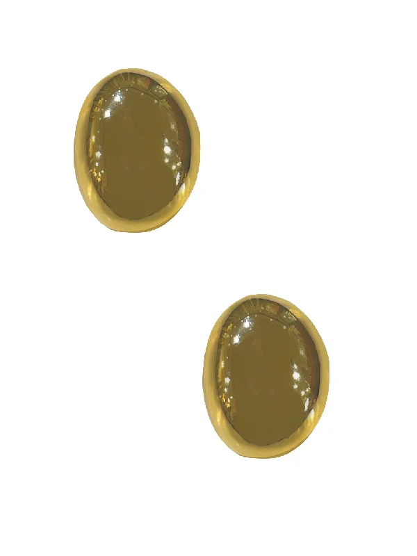 Ladies earrings cute accents-Large Oval Earrings - Gold