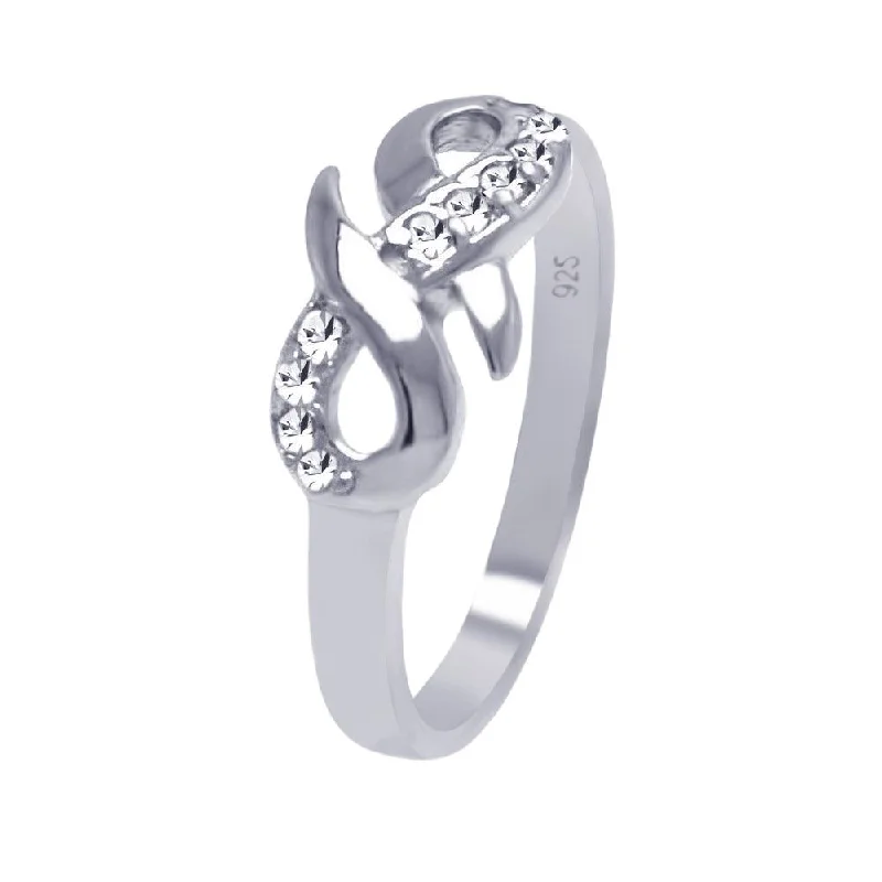 Ladies rings luxury brands-Silver 925 Rhodium Plated CZ Infinity Ribbon Ring - AAR0033