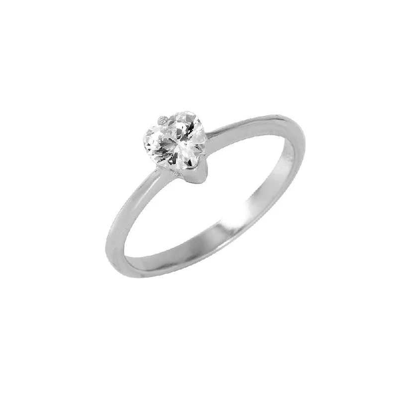 Ladies rings geometric patterns-Silver 925 Rhodium Plated Plain CZ Ring - BGR00959