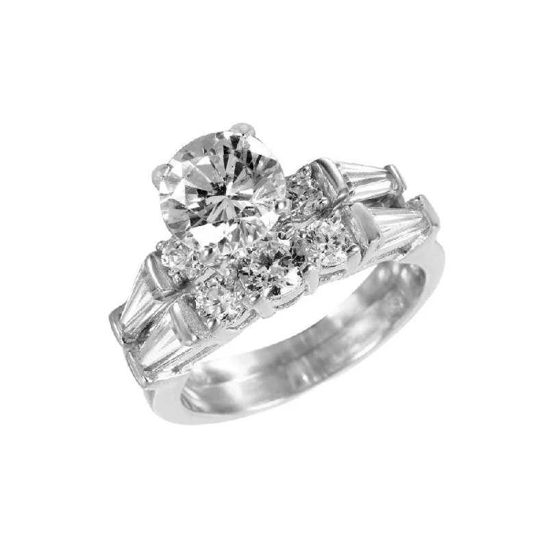 Ladies rings subtle luxury-Silver 925 Rhodium Plated Round Center CZ Ring - STR00227