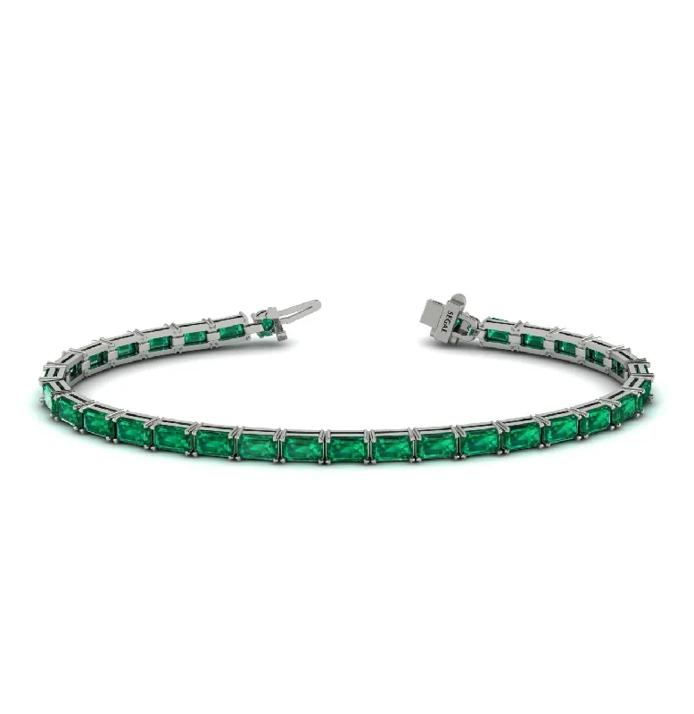 Ladies bracelets worldwide appeal-Emerald Cut Emerald Tennis Bracelet - Rachel No. 6