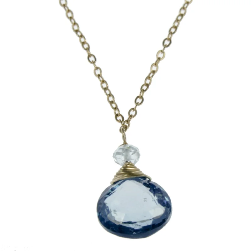 Ladies necklaces Asian styles-London Blue Topaz One Drop Necklace