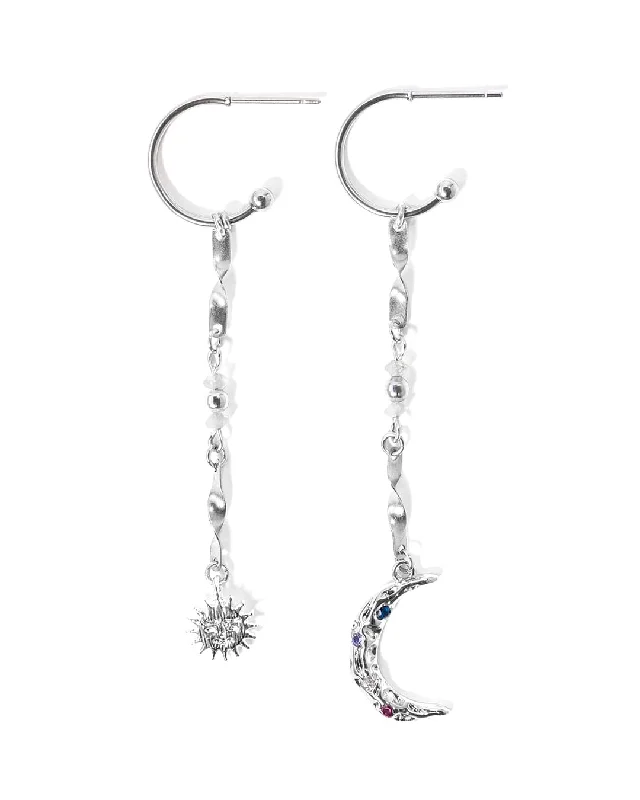 Ladies earrings openwork patterns-Minuit Silver Earrings