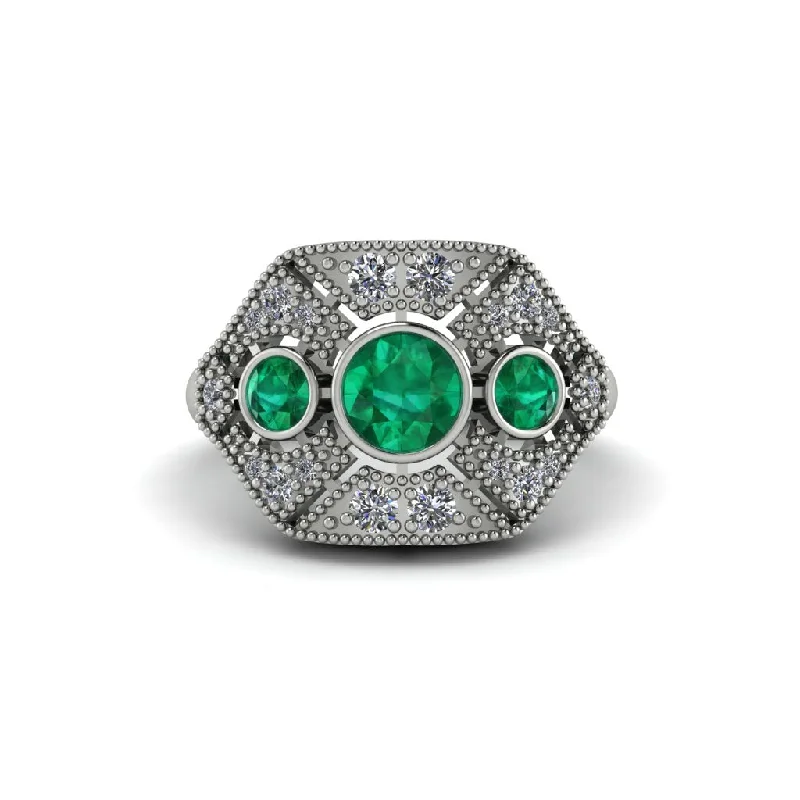 Ladies engagement rings European flair-Emerald Art Deco Geometric Engagement Ring - Haven No. 6