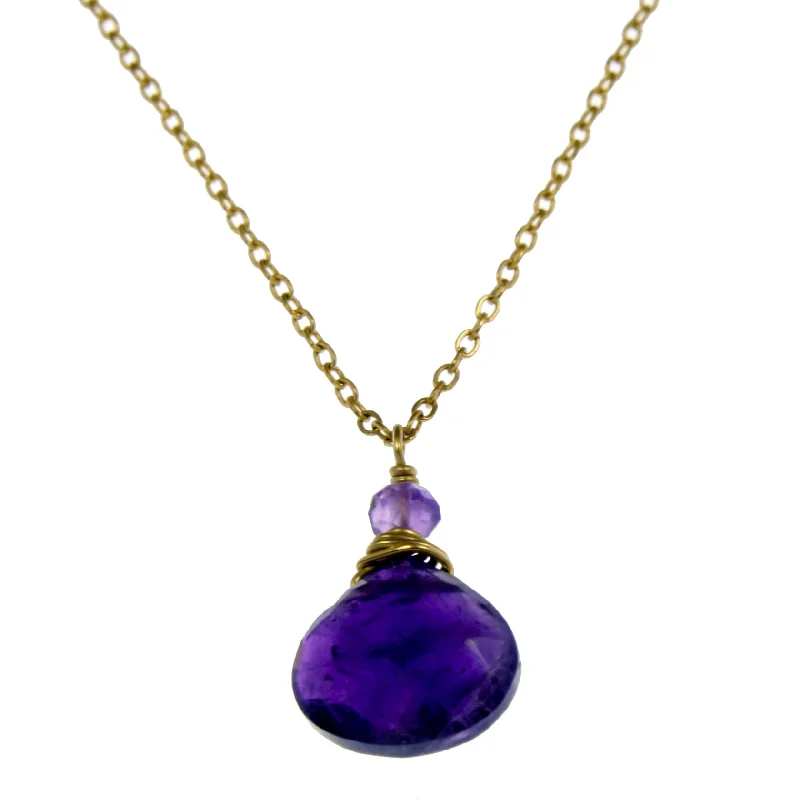 Ladies necklaces statement pieces-Amethyst One Drop Necklace