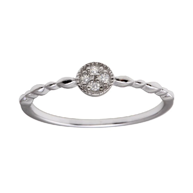 Ladies rings Mother’s Day-Rhodium Plated 925 Sterling Silver Round Shape 4 Clear CZ Ring - BGR01228CLR