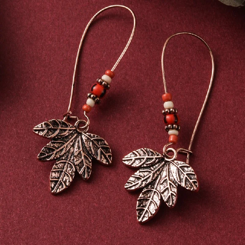 Ladies earrings sentimental value-Ethnic Boho Vintage Leaf Pendant Suspension Drop Earrings