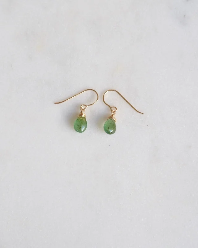 Ladies earrings Asian styles-Mini emerald earrings