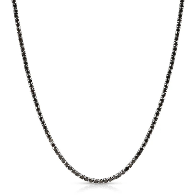 Ladies necklaces bridal essentials-Black Diamond Tennis Necklace