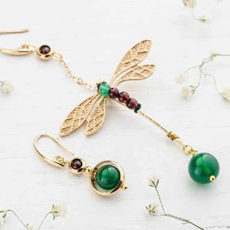 Ladies earrings everyday wear-Vintage Dragonfly Earrings