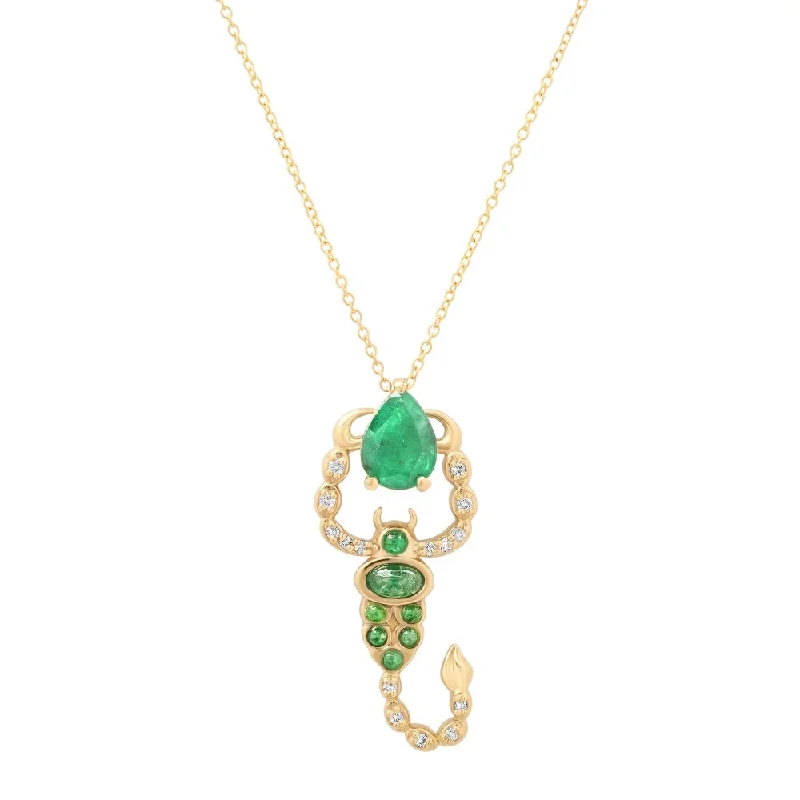 Ladies necklaces budget picks-Emerald Scorpion Necklace