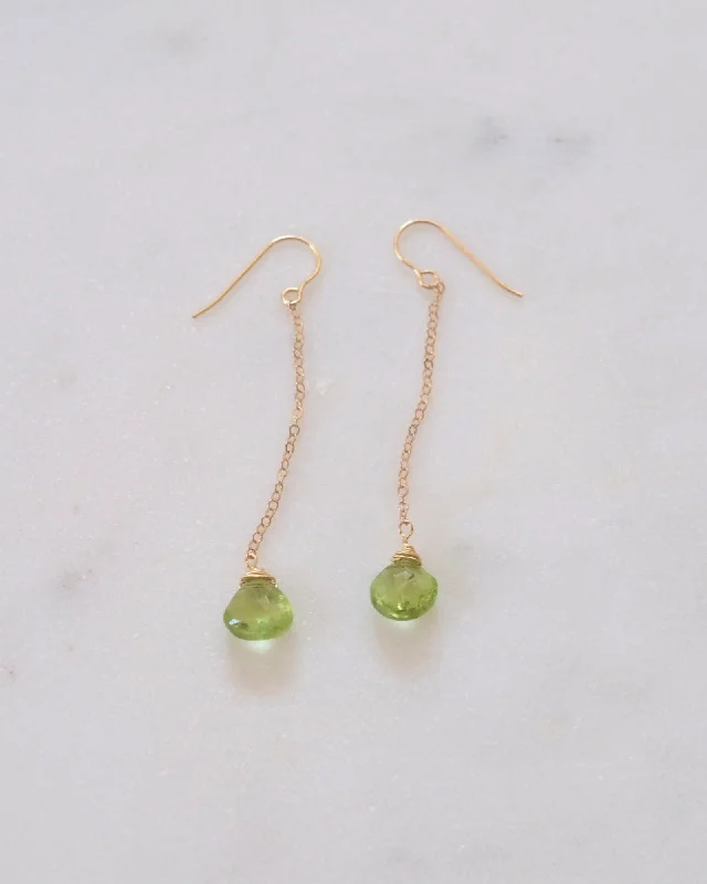 Ladies earrings modern appeal-Peridot Drop Earrings