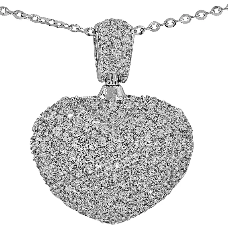 Ladies necklaces custom options-Luxurious Puff Heart Necklace