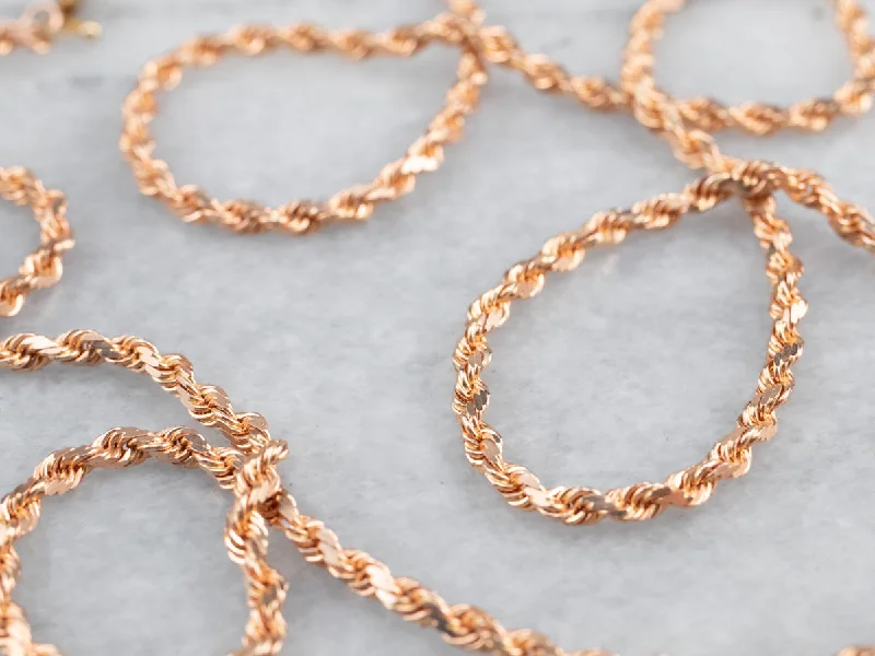 Ladies necklaces price range-14K Rose Gold Rope Chain Necklace