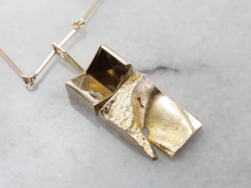 Ladies necklaces lightweight picks-Finnish Modernist Necklace with Abstract Quartz Pendant