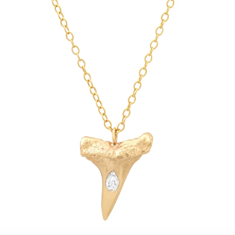 Ladies necklaces diamond accents-Small Mako Tooth Necklace