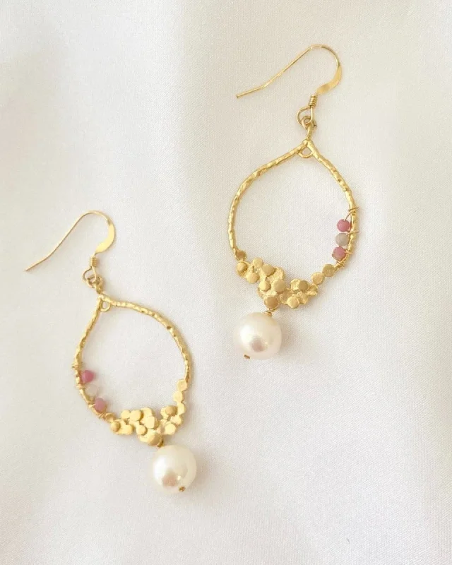 Ladies earrings gift choices-Pearl Chandelier Earrings