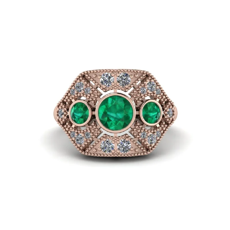 Ladies engagement rings investment value-Emerald Art Deco Geometric Engagement Ring - Haven No. 5