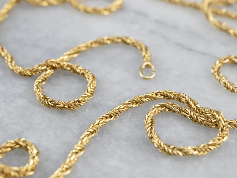 Ladies necklaces Asian styles-18K Gold Twisted Wheat Chain Necklace