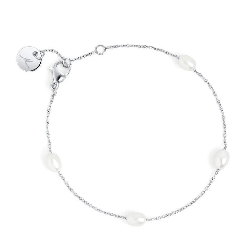 Ladies bracelets pure silver-Opal Pearl Bracelet