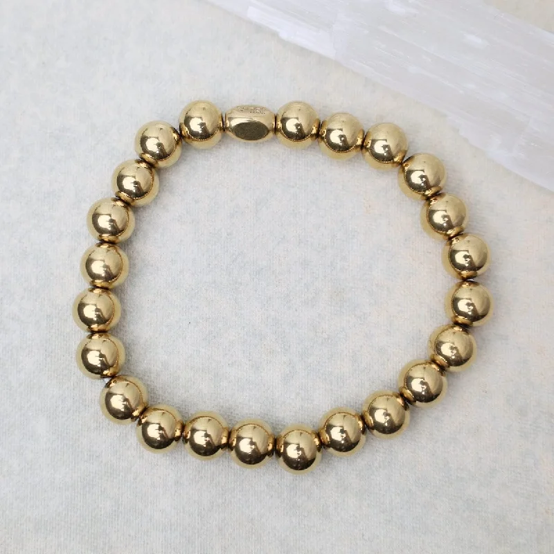 Ladies bracelets group styles-8mm Plain Ball Bracelet in Gold Plated Stainless Steel