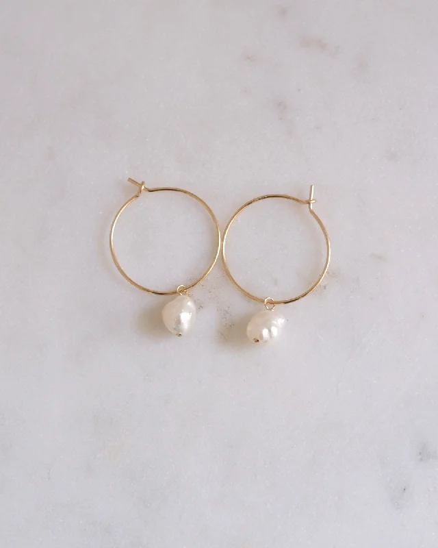 Ladies earrings Valentine’s Day-Petite Keshi Classic Hoop Earrings