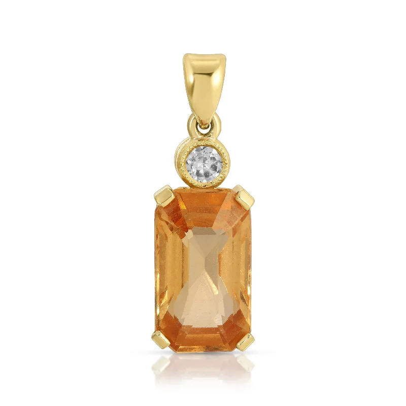 Ladies necklaces subtle luxury-Hessonite Garnet Pendant Necklace with Diamond