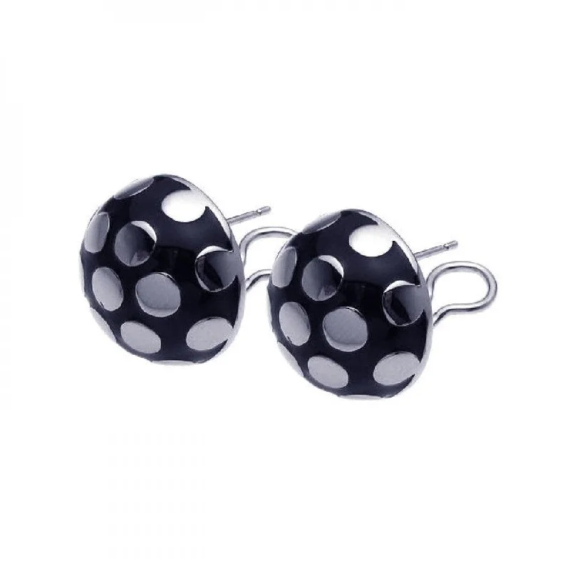 Ladies earrings viral picks-Clearance-Silver 925 Rhodium Plated Black Enamel Lady Bug Lever Back Earrings - BGE00101