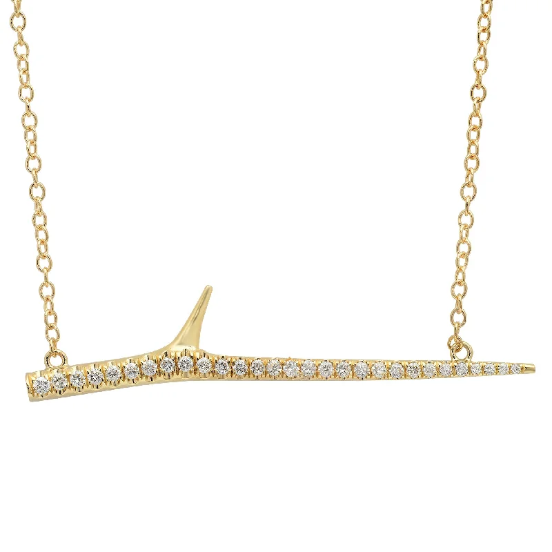 Ladies necklaces layered designs-Horizontal Diamond Thorn Necklace