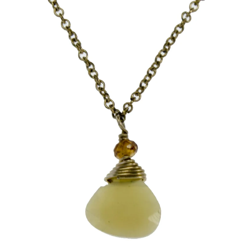 Ladies necklaces memory keepsakes-Yellow Opal One Drop Necklace