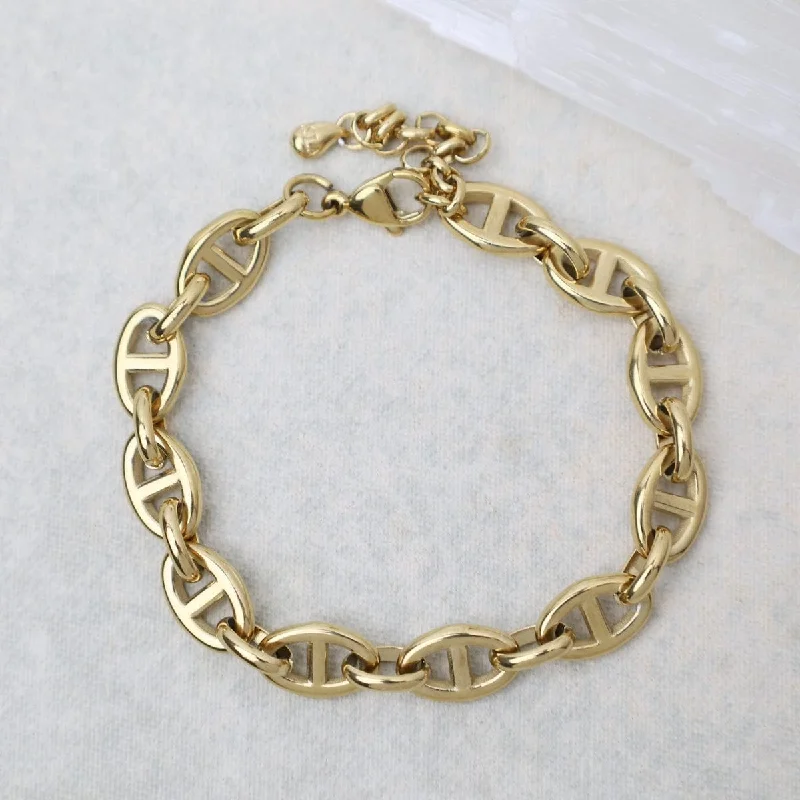 Ladies bracelets e-commerce sites-Mariner Chain Bracelet in Gold Plated Stainless Steel