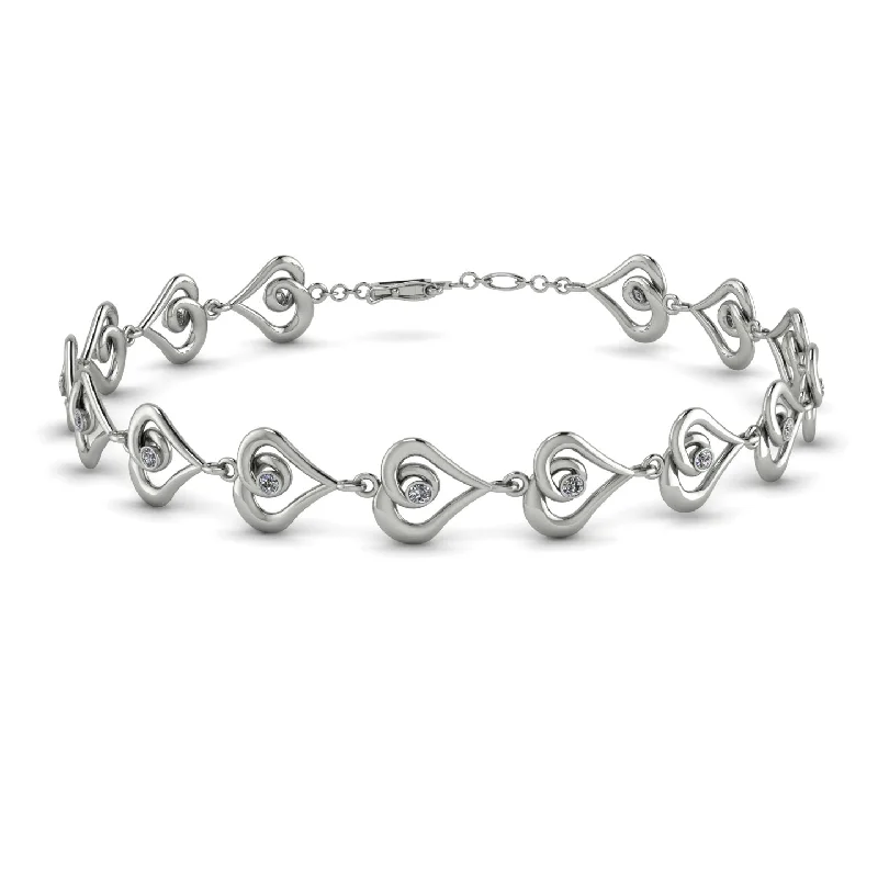 Ladies bracelets sister sets-Heart Diamond Bracelet - Martha No. 3