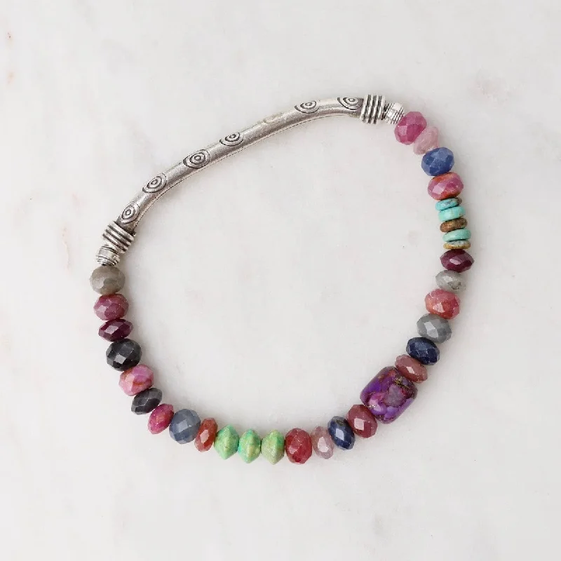 Ladies bracelets silver finishes-Sapphire & Purple Turquoise Bracelet