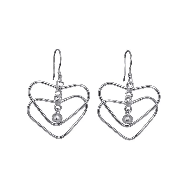 Ladies earrings investment value-Silver 925 Rhodium Plated Open Cross Heart Dangling Hook Earrings - DSE00059