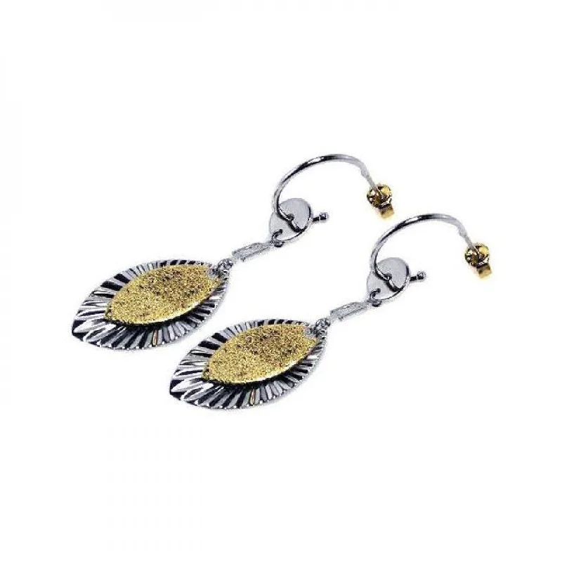 Ladies earrings sentimental value-Clearance-Silver 925 Rhodium Plated Marquis Sterling Gold Rhodium Plated Marquis CZ Round Hook Earrings - STE00232