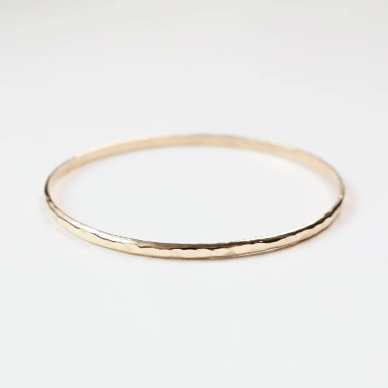 Ladies bracelets social media trends-Hammered Gold Filled Bangle Bracelet