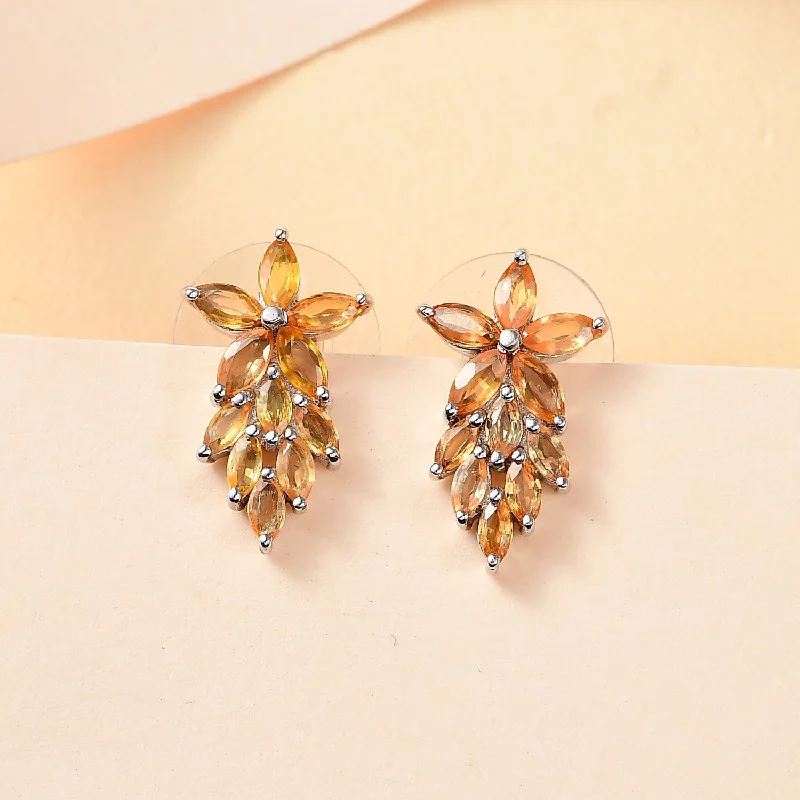 Ladies earrings rose gold-Yellow Sapphire Cascade Earrings