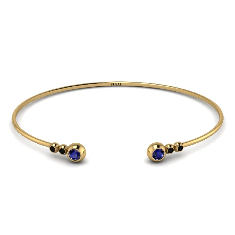 Ladies bracelets pearl details-Geometric Bezel Sapphire Bracelet - Josie No. 43