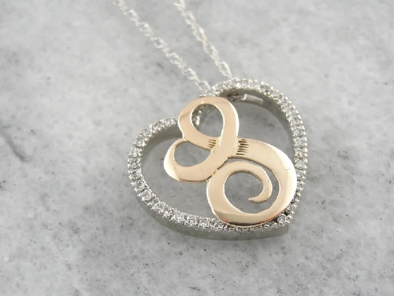 Ladies necklaces diamond accents-Someone Special, Diamond Heart and L Monogram Necklace