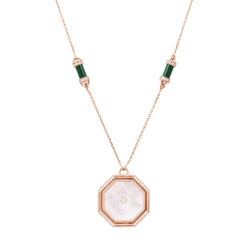 Ladies necklaces age suitability-Mother of Pearl Hexagon Amulet Necklace