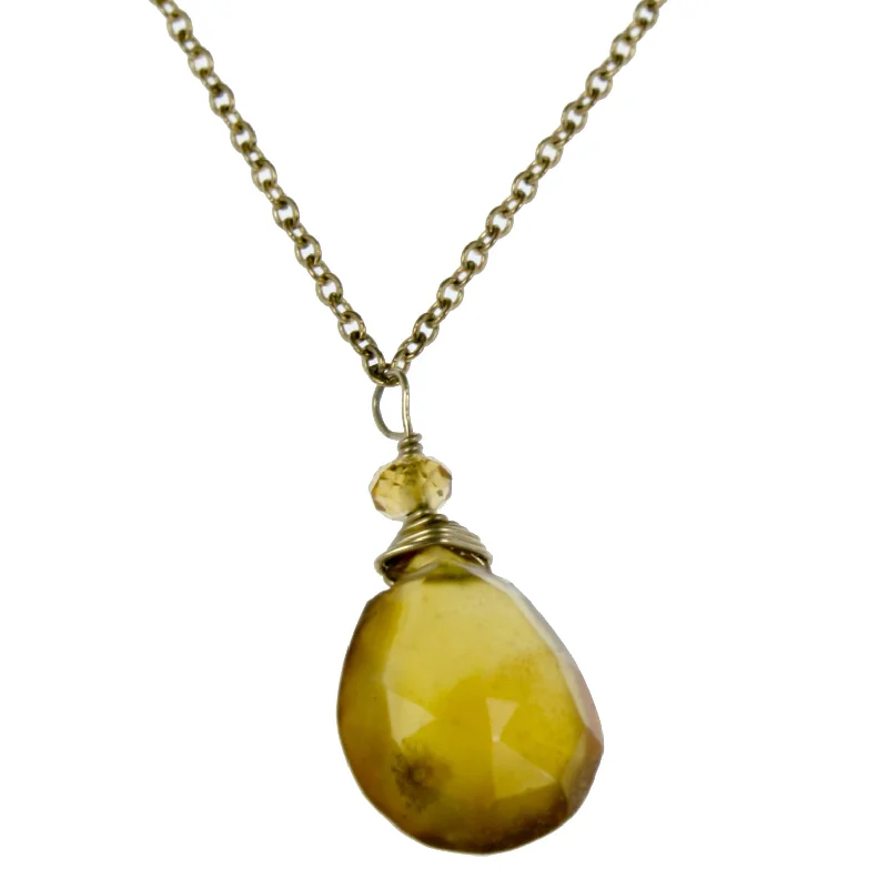 Ladies necklaces modern appeal-Yellow Chalcedony One Drop Necklace