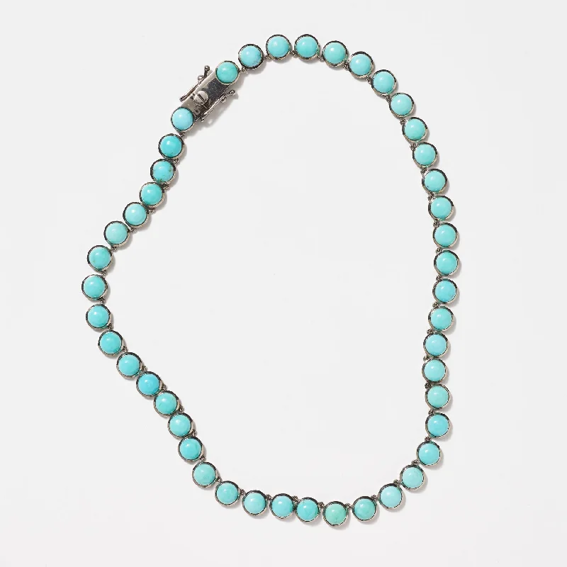 Ladies necklaces standout pieces-Small Turquoise Dot Riviere Necklace