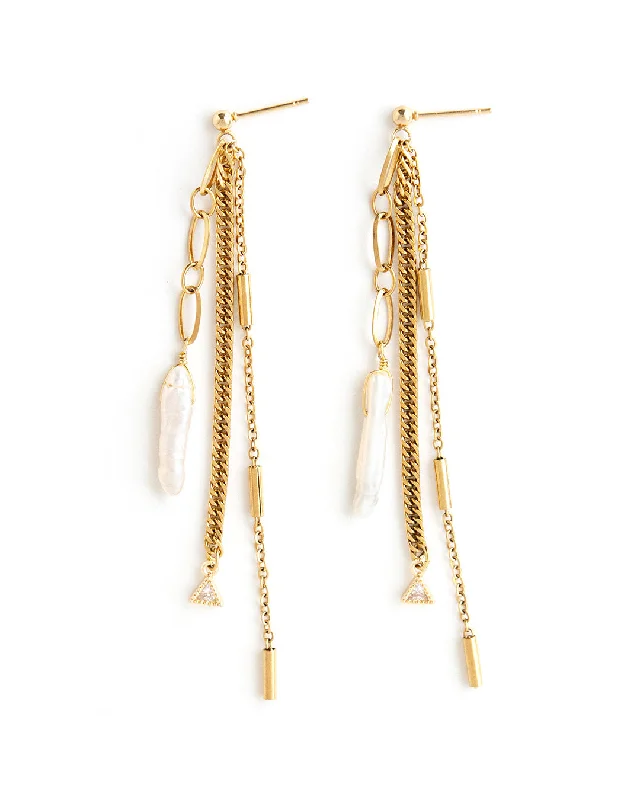 Ladies earrings fashion trends-Trellis Gold Earrings