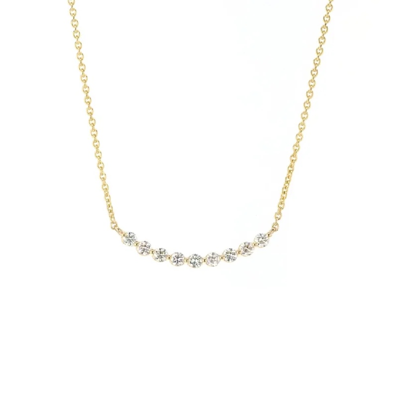 Ladies necklaces proposal surprises-0.64 ctw Diamond Curved Bar Necklace